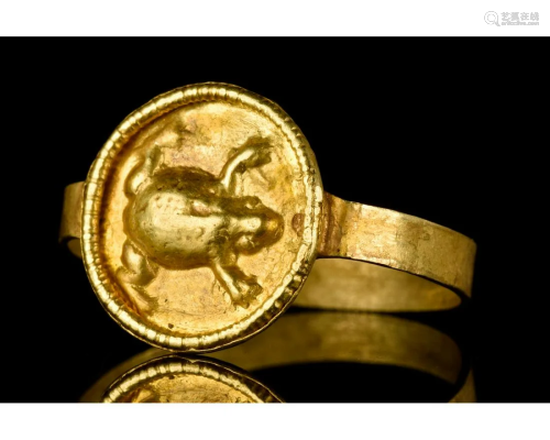 EGYPTIAN GOLD RING WITH FROG - XRF TESTED