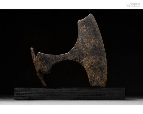 VIKING IRON BEARDED BATTLE AXE ON STAND