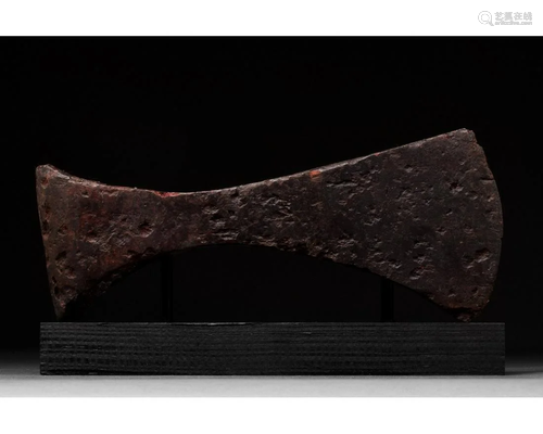 VIKING IRON BATTLE AXE ON STAND