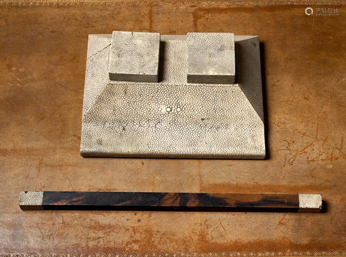 SHAGREEN WRITING BOX AND RULER.