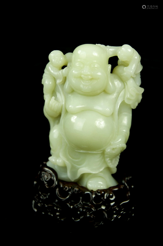 A Chinese White Jade Laughing Buddha