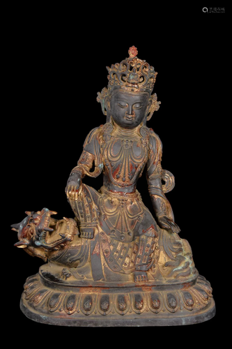 [Chinese] A Tibetan Partially Gilt Bronze Guanyin