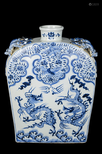 [Chinese] A Blue and White Porcelain Flask with Dual