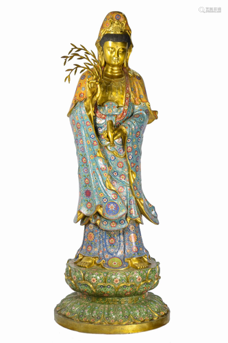 [Chinese] An Extra Large Live Size Cloisonne Guanyin