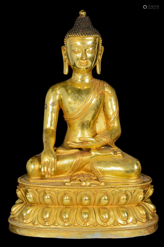 [Chinese] A Gilt Bronze Gautama Buddha Statue