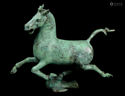 A Han Dynasty Style Bronze Sculpture of Horse on