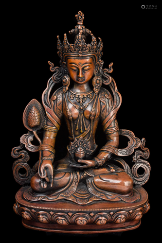 [Chinese] A Bronze Bodhisattva Ksitigarbha Statue