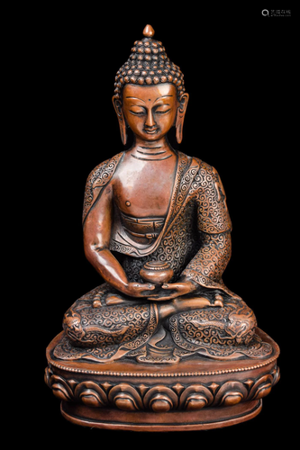 [Chinese] A Bronze Gautama Buddha Statue