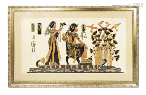 A Framed Embroidery of Ancient Egyptians