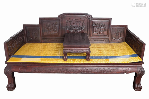 [Chinese] A Hardwood Arhat Bed with Eight Treasure