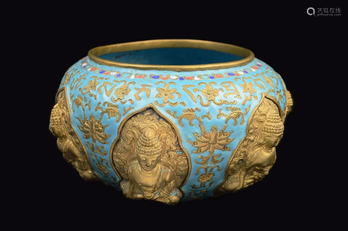 [Chinese] An Old Cloisonne Urn with Seven Buddhas