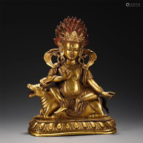 A CHINESE GILT BRONZE FIGURE OF BUDDHA