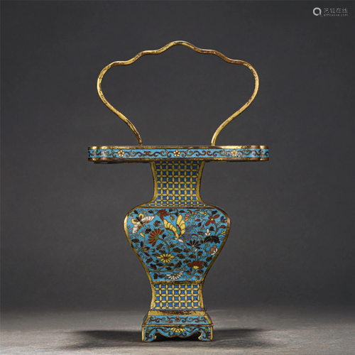 A CHINESE CLOISONNE FLOWER BASKET