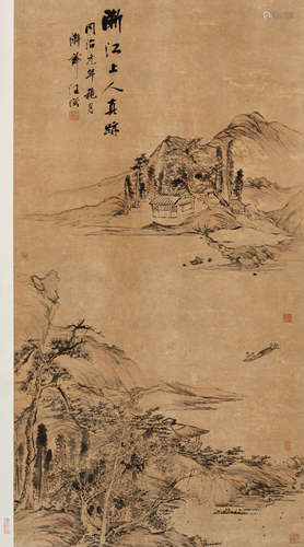 渐江（1610～1664） 山水立轴 汪滋题跋 立轴 纸本