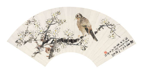 徐桢（1841～1915） 花鸟扇面 镜框