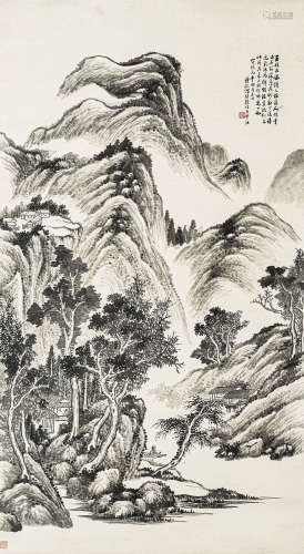 何维朴（1842-1922） 秋山隐居图 纸本水墨 立轴