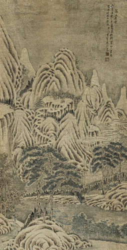 彭 暘（1859- ？） 溪山春雪 纸本设色 立轴