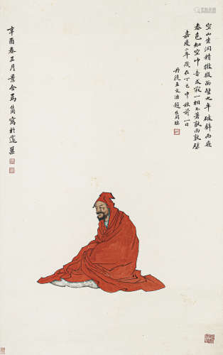 马家桐（1860-1930） 达摩 纸本设色 立轴