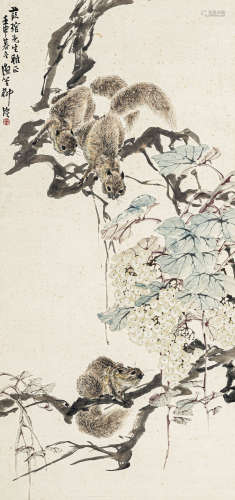 柳 滨（1887-1945） 松鼠 纸本设色 镜心