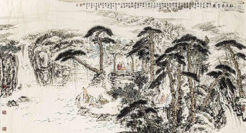 魏玖来（b.1960） 松泉茶会图 纸本设色 软片