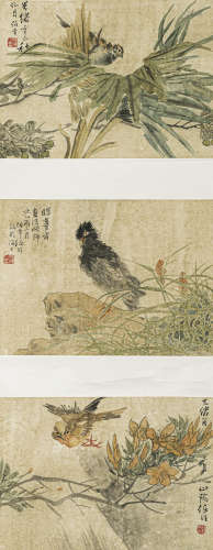 任伯年（1840-1895） （款）花鸟 绢本设色 立轴