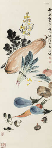 王雪涛（1903-1982） 蔬果图 纸本设色 立轴