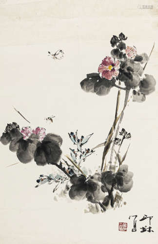 萧 朗（1917-2010） 花卉 纸本设色 镜心