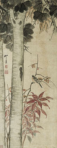 万上遴（1739-1813） 花鸟 纸本设色 立轴