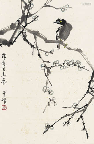 孙其峰（b.1920） 好鸟枝头 纸本设色 立轴