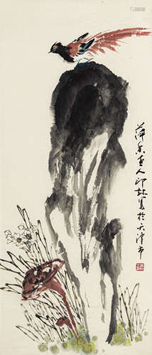 萧 朗（1917-2010） 绶带鸟 纸本设色 软片