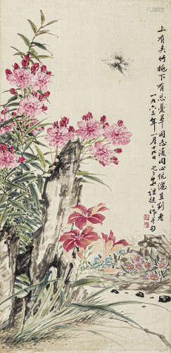 萧心泉（1892-1965） 蝶恋花 纸本设色 立轴