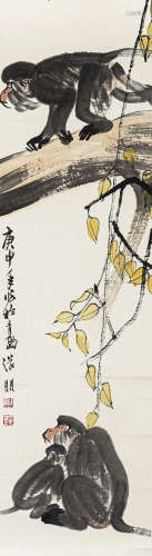 张 朋（1918-2009） 三猴图 纸本设色 立轴