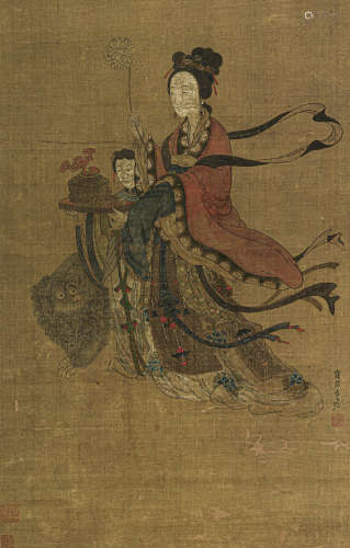 孙克弘（1532-1611） 麻姑献寿 绢本设色 立轴