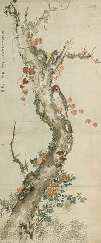 鲍少游（1892-1985） 花鸟 绢本设色 立轴