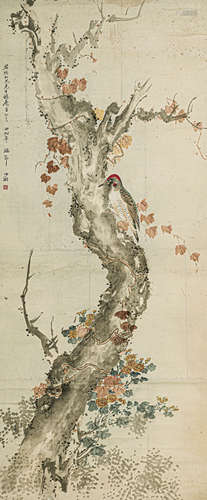 鲍少游（1892-1985） 花鸟 绢本设色 立轴