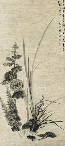 蒋廷锡（1669-1732） 花卉 纸本水墨 立轴