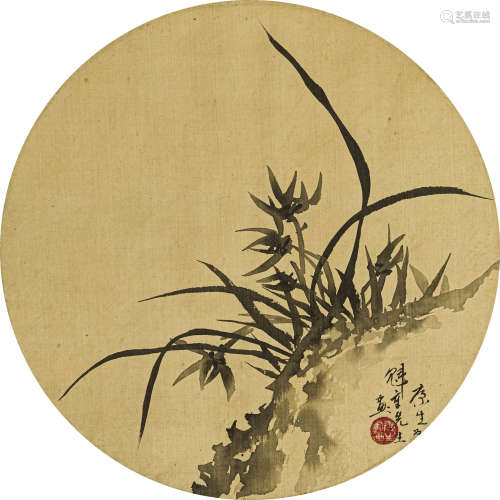 康 生（1898-1975） 兰草 绢本水墨 立轴