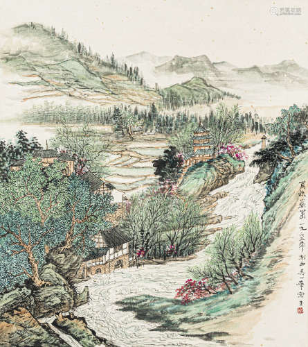 吴一峰（1907-1998） 万县暮春 纸本设色 立轴