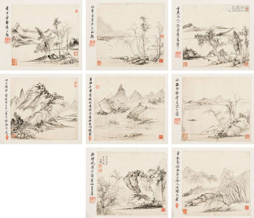 王石谷（1632-1717） 山水册页八开 纸本水墨 册页