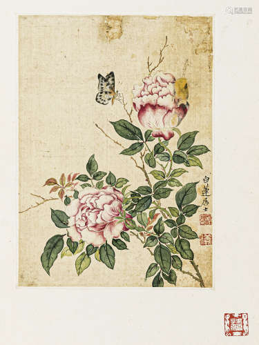 白莲居士（1732-1779） 花卉 绢本设色 镜心