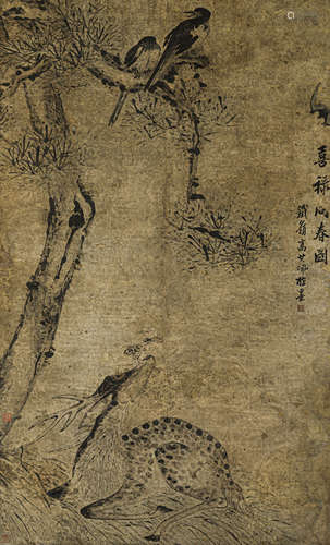 高其佩（1660-1734） 福禄同春（指画） 纸本水墨 立轴