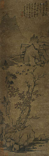 蓝 瑛（1585-1664） 山间行舟 绢本设色 立轴