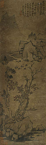 蓝 瑛（1585-1664） 山间行舟 绢本设色 立轴