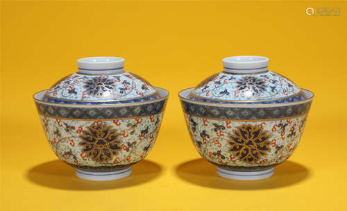 Pair Doucai Cups Guangxu Style