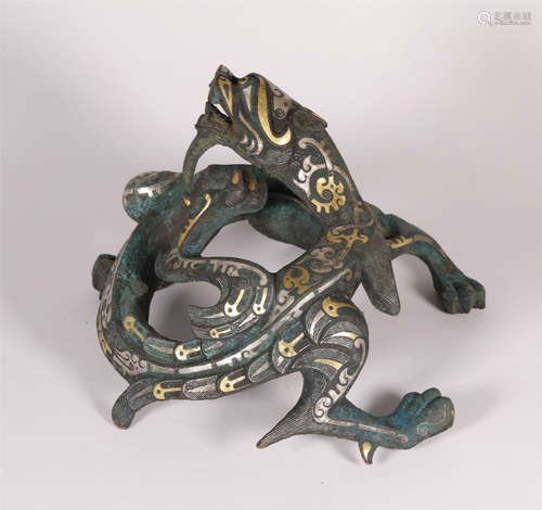 Gold and Silver Inlaid Dragon Han Style