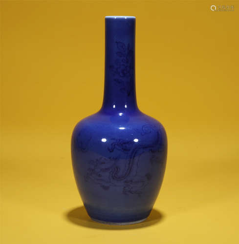 Blue Glazed Vase Qing Style