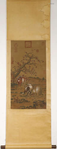 Chinese Painting Signed Langshining Qing Style