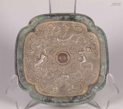 Silver Inlaid Bronze Mirror Tang Style