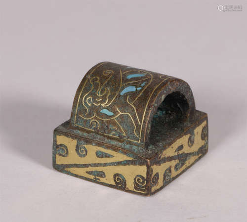 Gold and Turquoise Inlaid Bronze Seal Han Style