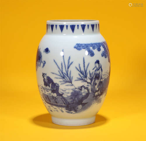 Blue and White Figural Jar Chongzhen Style